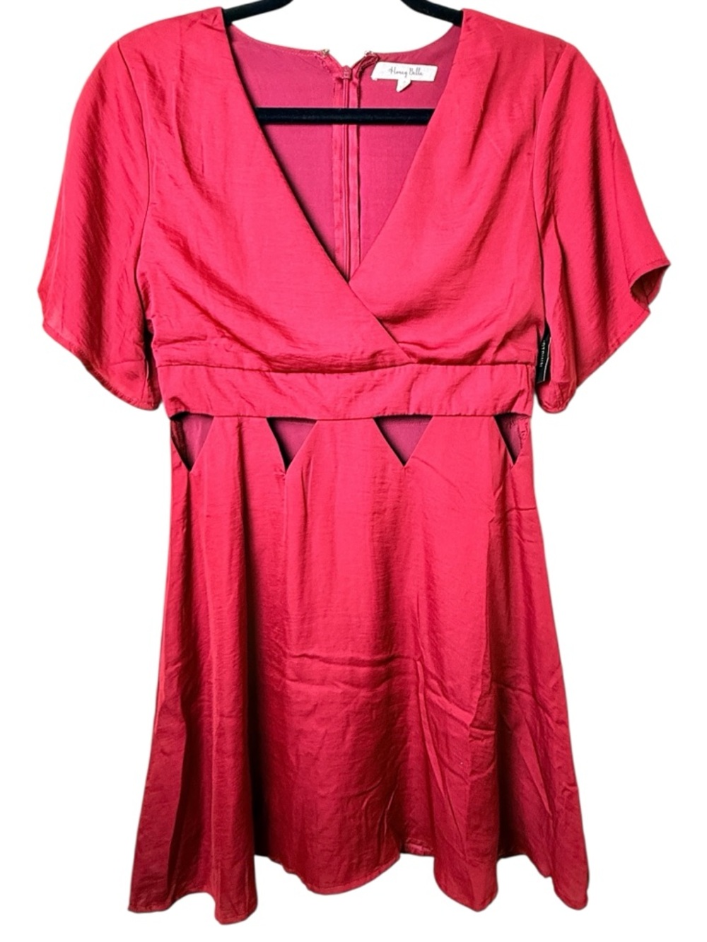 Honey Belle Small Pink Cutout V-Neck Mini Dress